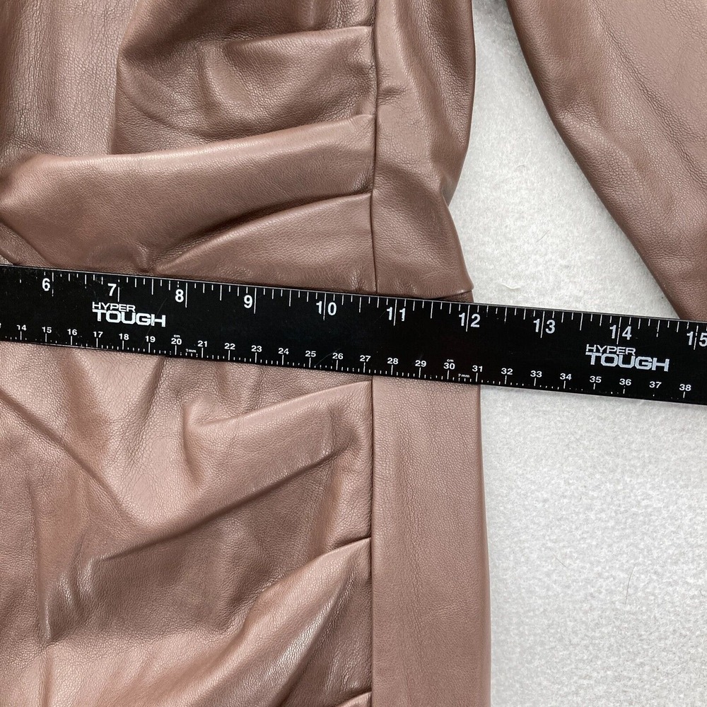 Express Brown Faux‎ Leather One Shoulder Bodycon Dress XS Long Sleeve Party NWT - Picture 9 of 14